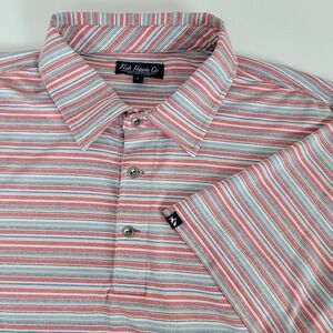Fish Hippie Co Men's‎ L Preppy Golf Polo Shirt Striped Short Sleeve Button Up
